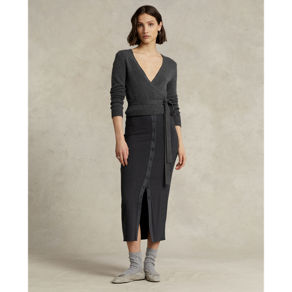 Kasjmier vest met overslag Polo Ralph Lauren in Stadium Grey Heather 3