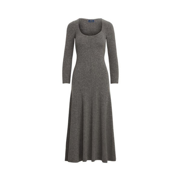 Vestido de malha de caxemira com decote redondo Polo Ralph Lauren em Boulder Grey Heather 2