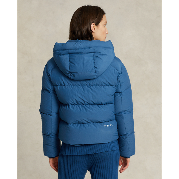 Indigo Blue Water-Resistant Down Hooded Jacket RLX 4