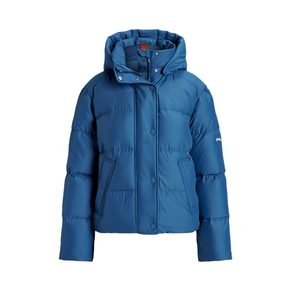 Indigo Blue Water-Resistant Down Hooded Jacket RLX 2