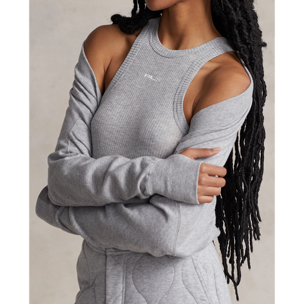 Andover Heather Cropped Stretch Cotton-Blend Terry Shrug RLX 6