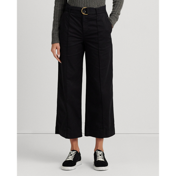 Twillhose mit weitem Bein und Gürtel Lauren in Schwarz 4