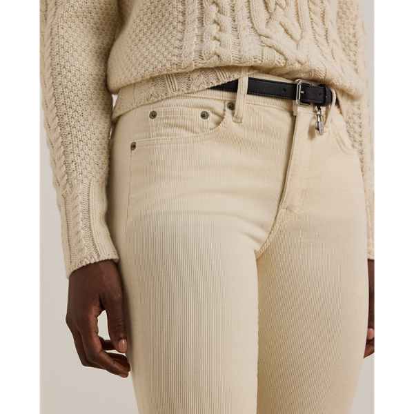 Mascarpone Cream Stretch Corduroy Mid-Rise Straight Pant Lauren 6