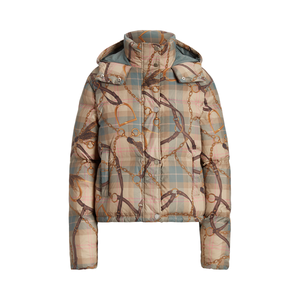 Plaid Belting-Print Taffeta Down Coat Lauren for winter 1