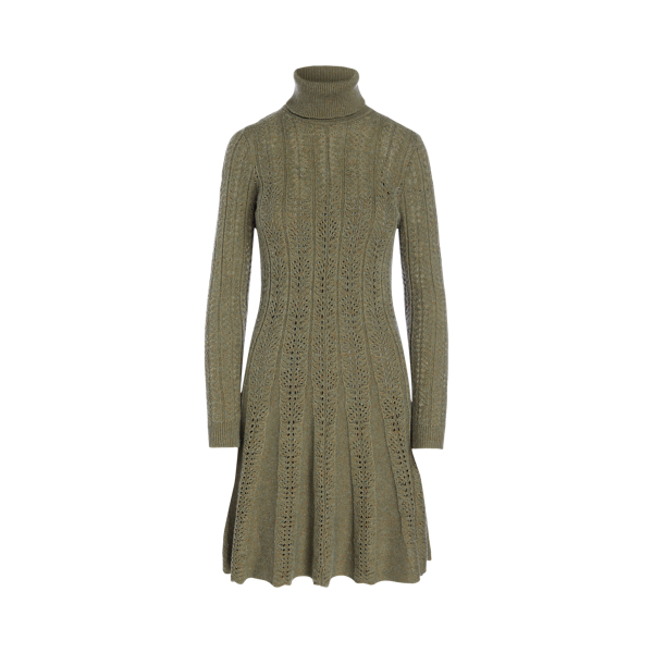 Pointelle Turtleneck Sweater Dress Lauren 1
