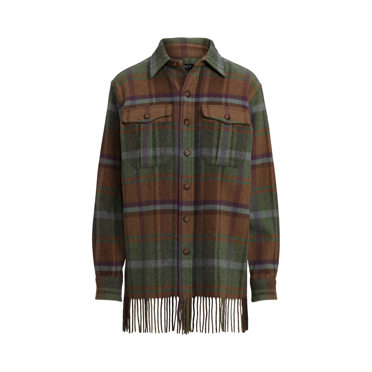 ジャケット POLO RALPH LAUREN Plaid wool jacket with fringes Plaid Fringe-Trim Wool Jacket