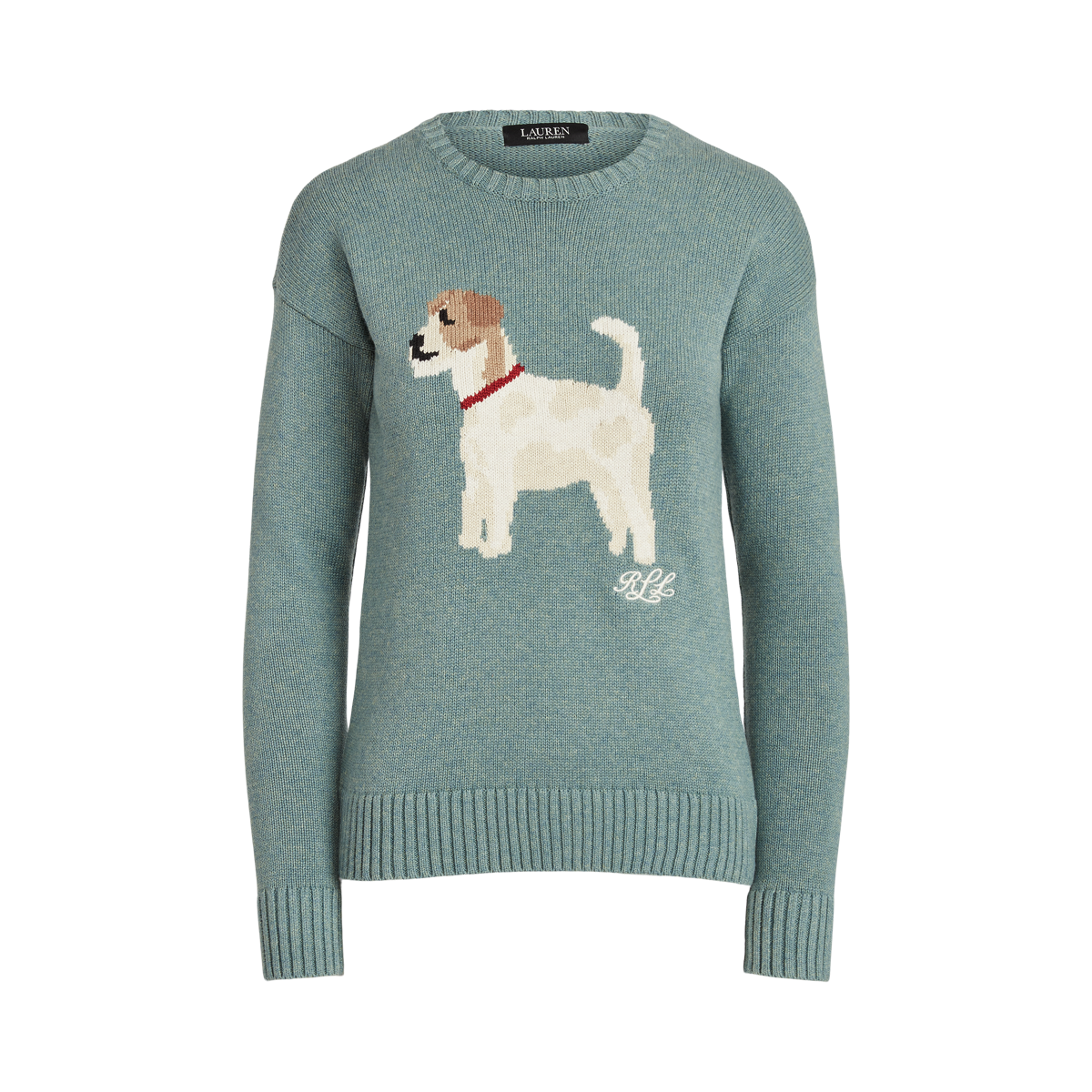 Intarsia Knit Cotton Sweater