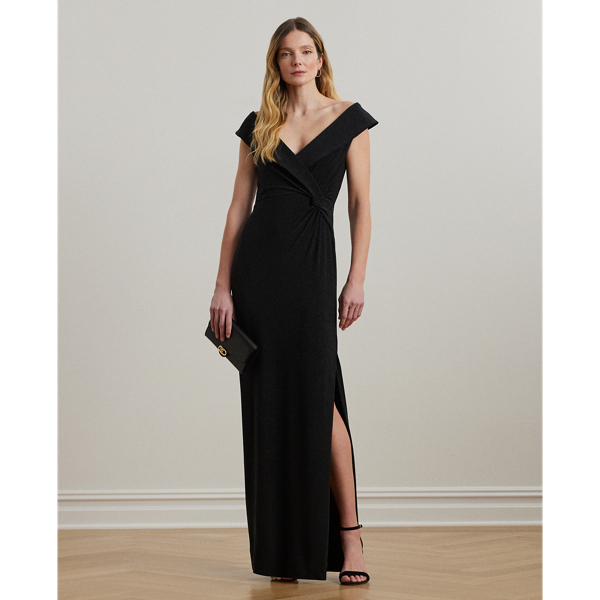 Black Jersey Off-the-Shoulder Gown Lauren 1