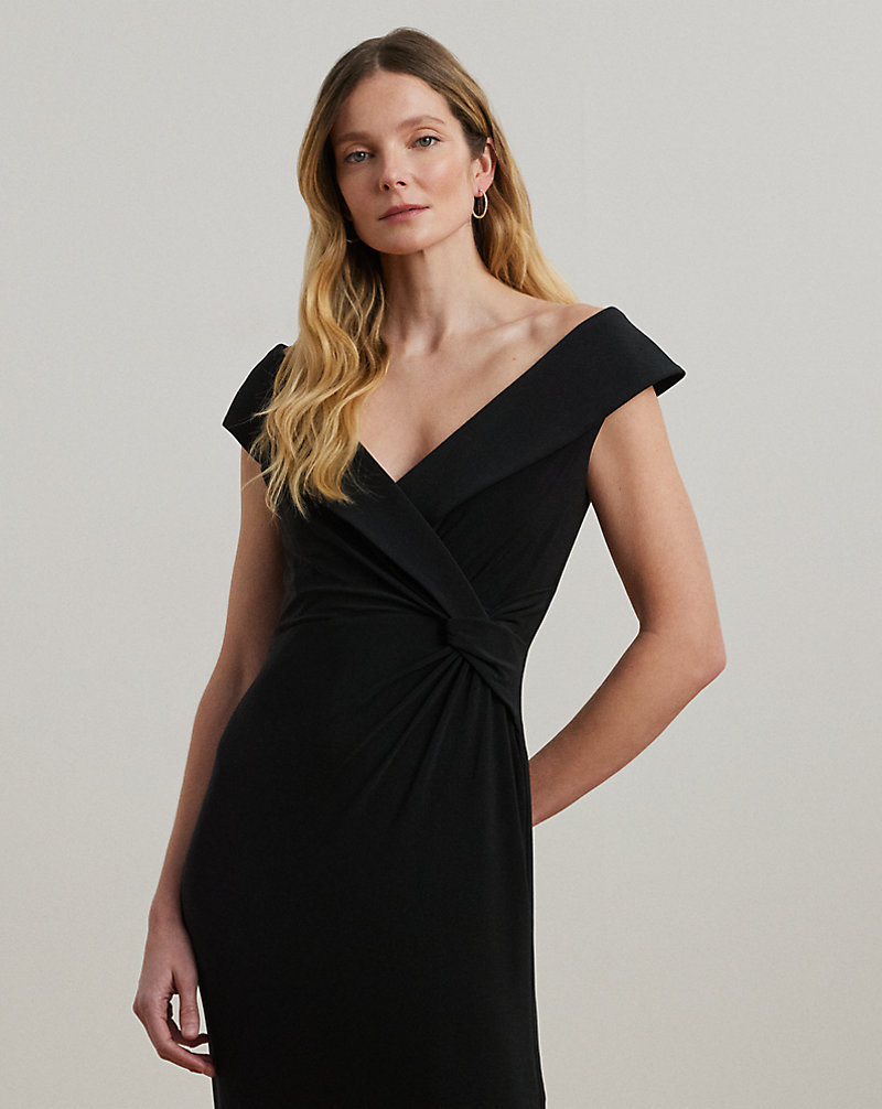 Fleece V-neck Black Sheath/Column Evening Dress Fleece V-neck Black Sheath/Column Evening Dress