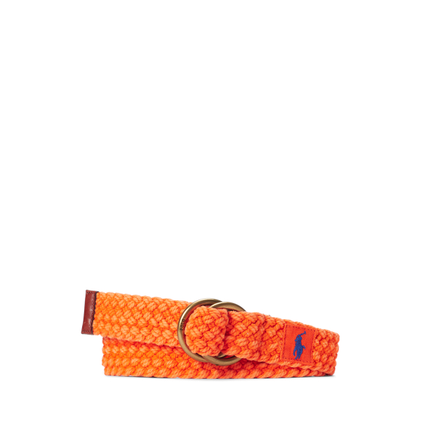 Leather-Trim Cotton Belt