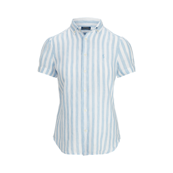 Striped Linen Short-Sleeve Shirt