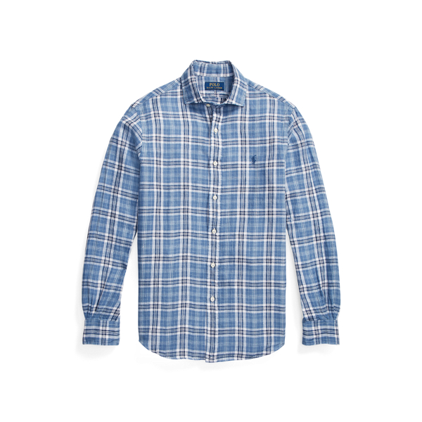 Camisa de lino con cuadros Custom Fit