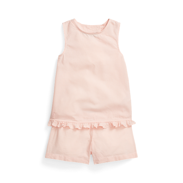 Ensemble haut et short volant&eacute; en coton