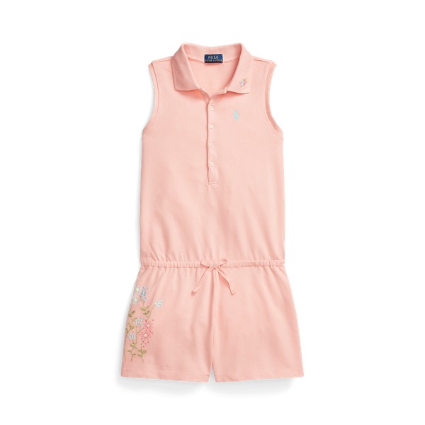 Floral Stretch Mesh Polo Playsuit