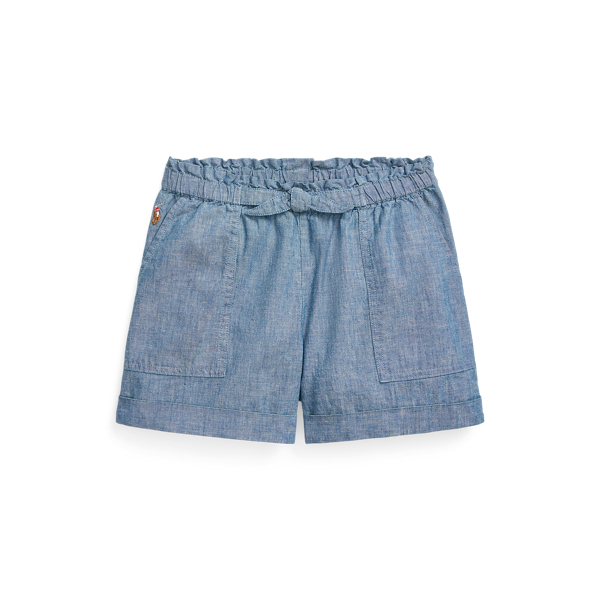Short sahariani in chambray indaco