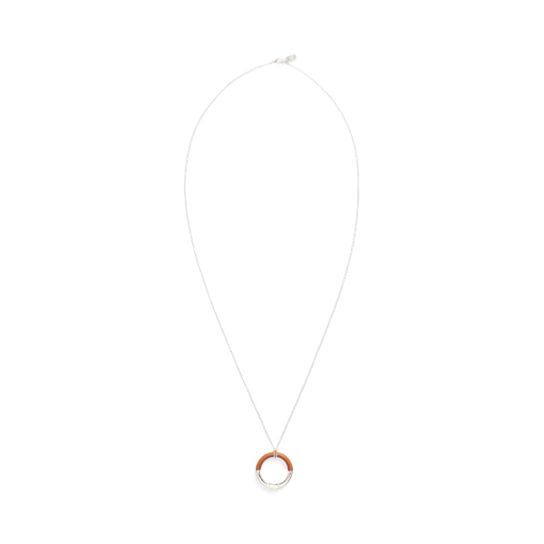 Collier &agrave; pendentif argent&eacute; en cuir