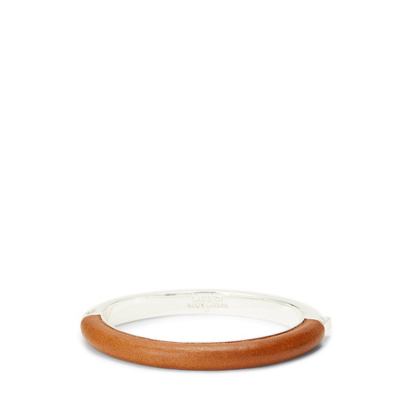 Silver-Tone Leather Bangle Bracelet