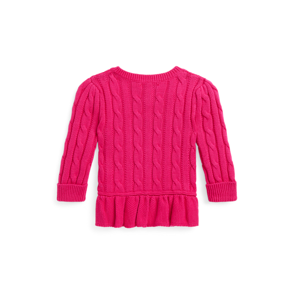 Sport Pink Cable Cotton Peplum Cardigan Baby Girl 2