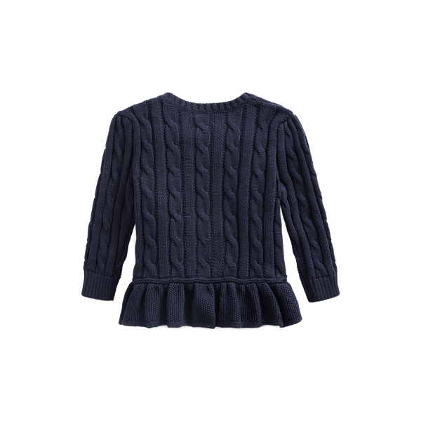 RL Navy Cotton Peplum Sweater Baby Girl 2