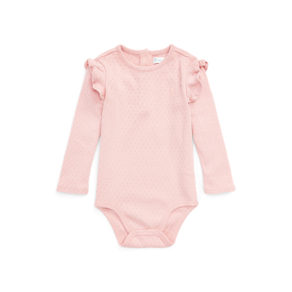 Ruffled Pointelle-Knit Cotton Bodysuit
