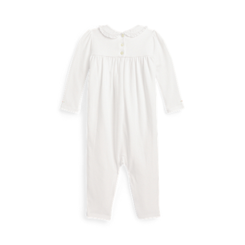 Детский комбинезон Ralph Lauren Smocked Organic Cotton Coverall, цвет: Белый