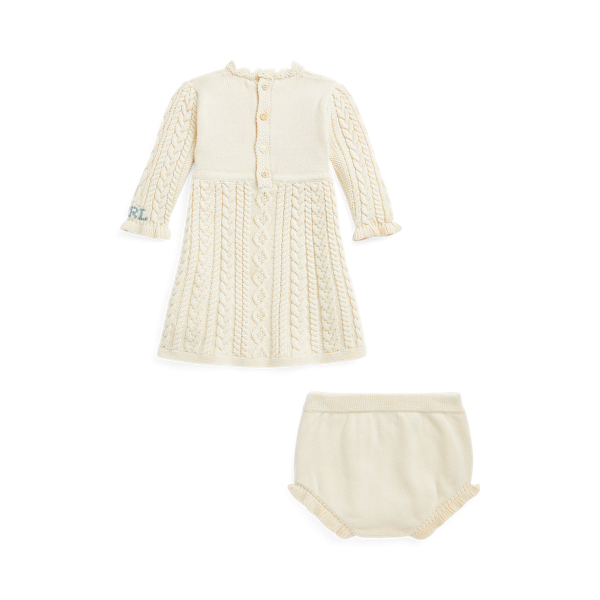 Andover Cream Multi Intarsia-Knit Sweater Dress & Bloomer Baby Girl 2