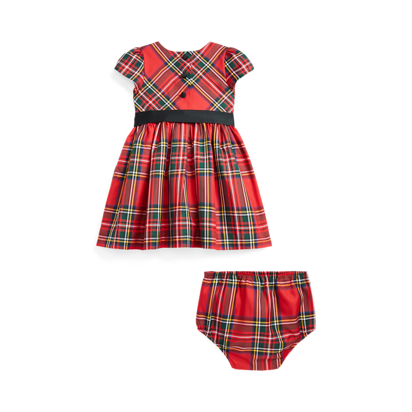 Red Black Multi Plaid Fit-and-Flare Dress & Bloomer Baby Girl 2