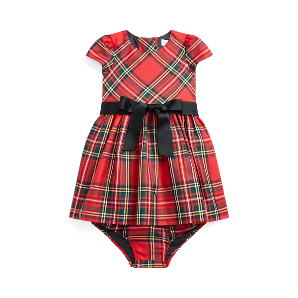 Red Black Multi Plaid Fit-and-Flare Dress & Bloomer Baby Girl 1