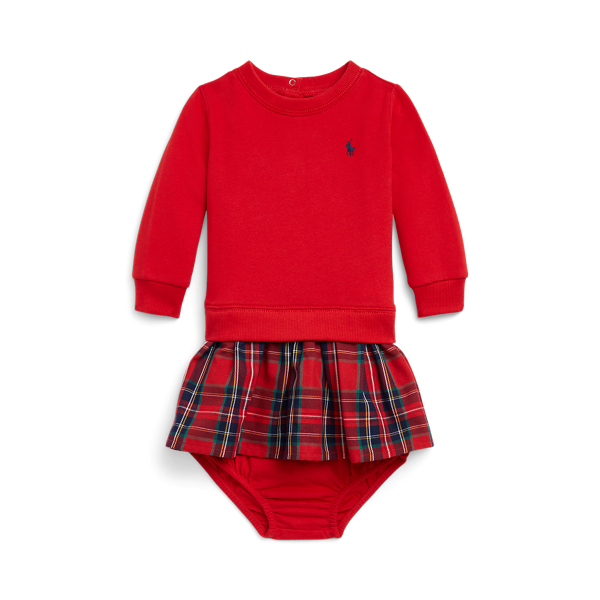 Plaid Fleece Sweatshirt Dress & Bloomer