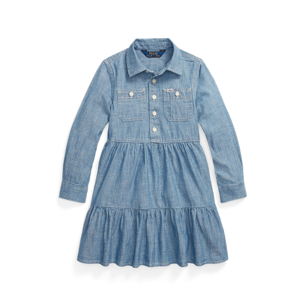 Vestido camisero de cambray con volantes