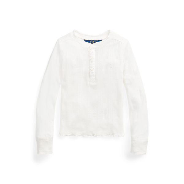 Pointelle-Knit Cotton Henley Shirt