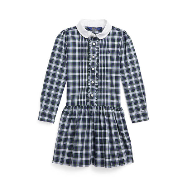 Robe-chemise &eacute;cossaise en popeline