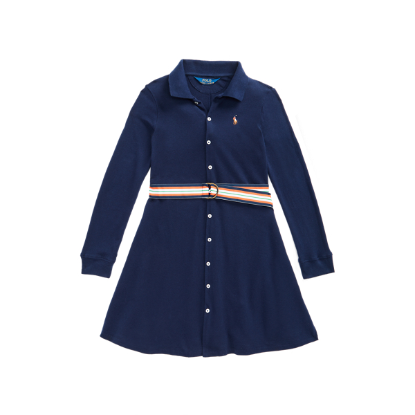 Vestido Oxford de malha com cinto