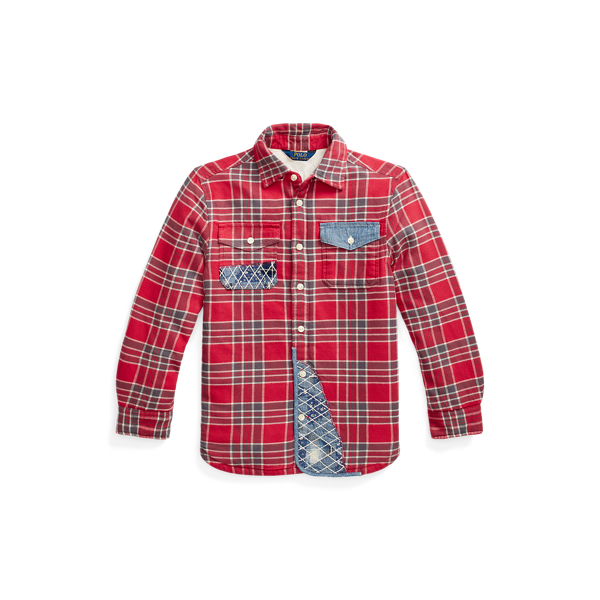 Camisa acolchoada axadrezada em algod&atilde;o