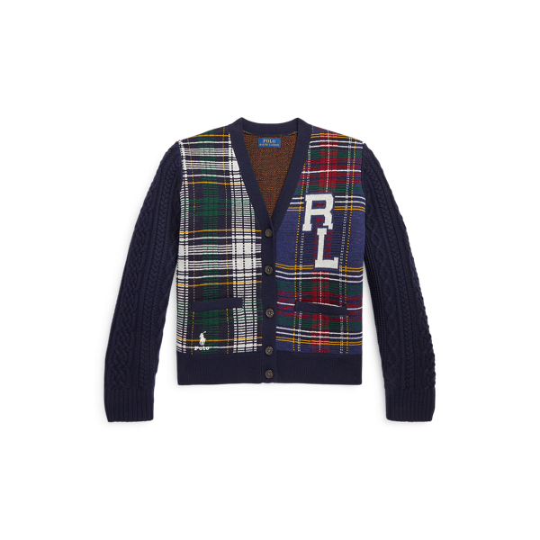 Plaid Wool-Blend Cardigan