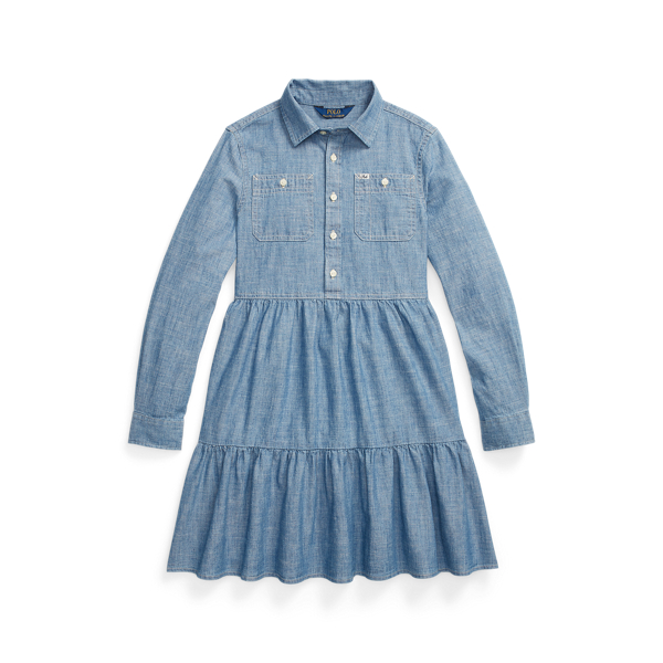 Tiered Chambray Shirtdress Girls 7-16 1