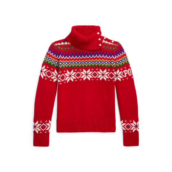 Fair Isle Cotton-Wool Roll Neck Jumper