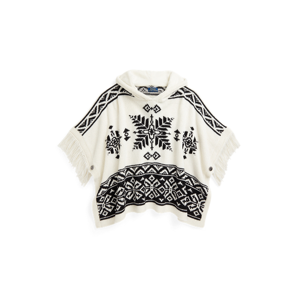 Kapuzenponcho mit Fair-Isle-Muster