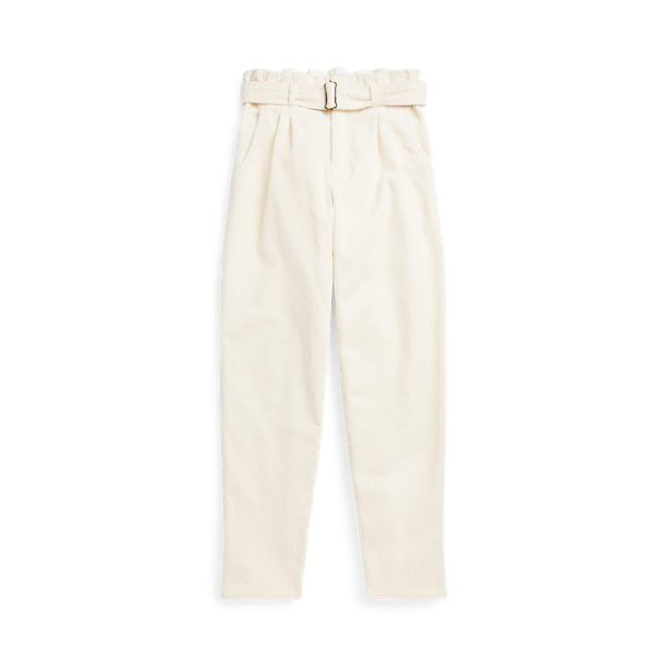 Belted Paperbag Stretch Corduroy Trouser