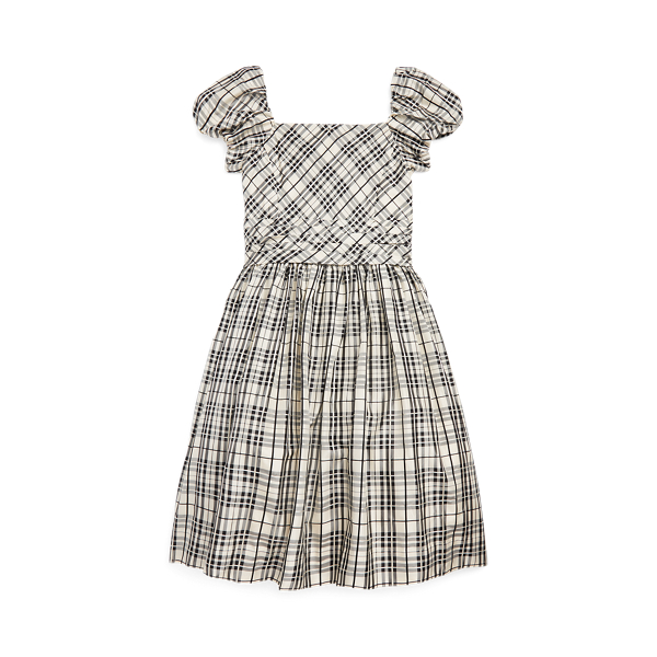 Vestido de seda de morera con cuadros