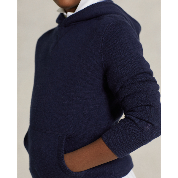Hunter Navy Washable Cashmere Hooded Jumper Boys 6-14 Years 6