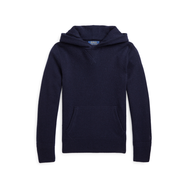 Hunter Navy Washable Cashmere Hooded Jumper Boys 6-14 Years 2