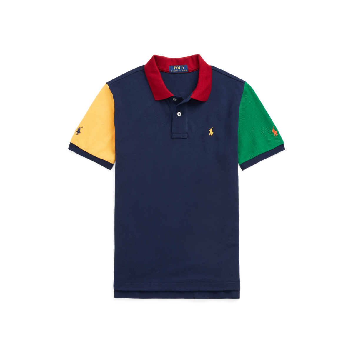 Color-Blocked Cotton Mesh Polo Shirt