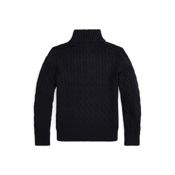 Navy Cable-Knit Cotton Quarter-Zip Jumper Boys 6-14 Years 2