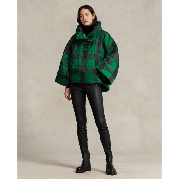 Green/ Black Plaid Plaid Quilted Poncho Polo Ralph Lauren 4