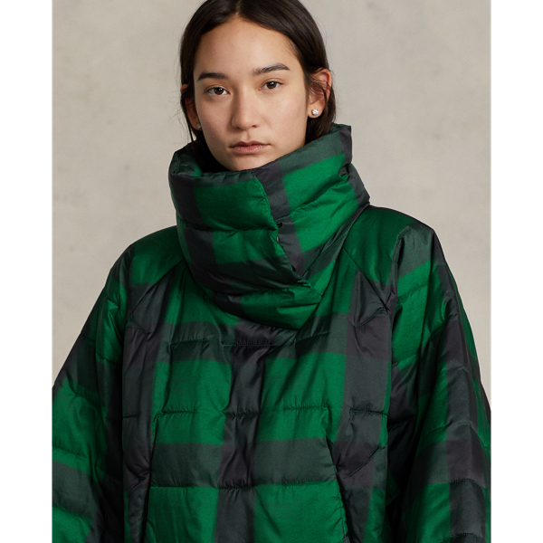 Green/ Black Plaid Plaid Quilted Poncho Polo Ralph Lauren 6