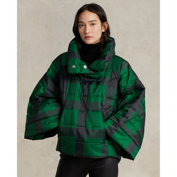 Green/ Black Plaid Plaid Quilted Poncho Polo Ralph Lauren 7