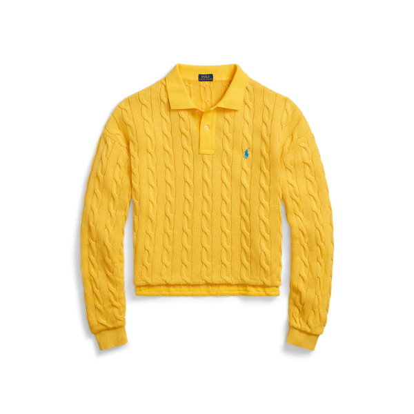 Cable-Knit Long-Sleeve Polo Shirt Polo Ralph Lauren 1