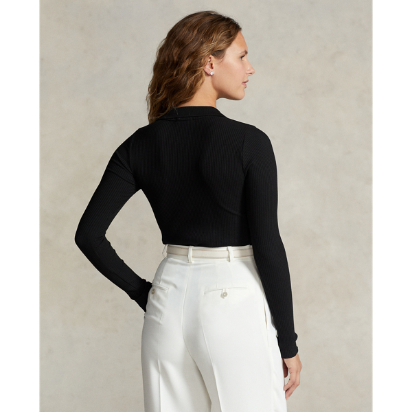 Lang&auml;rmliges geripptes Polohemd Polo Ralph Lauren in Schwarz 4