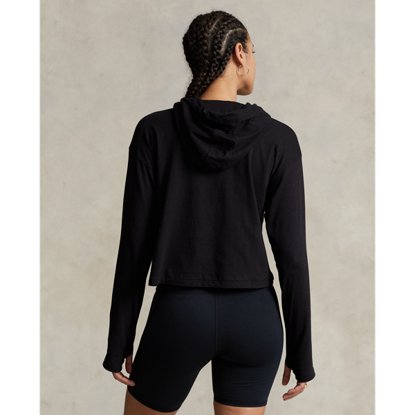 Kurzer Baumwolljersey-Kapuzenpullover RLX in Schwarz 5